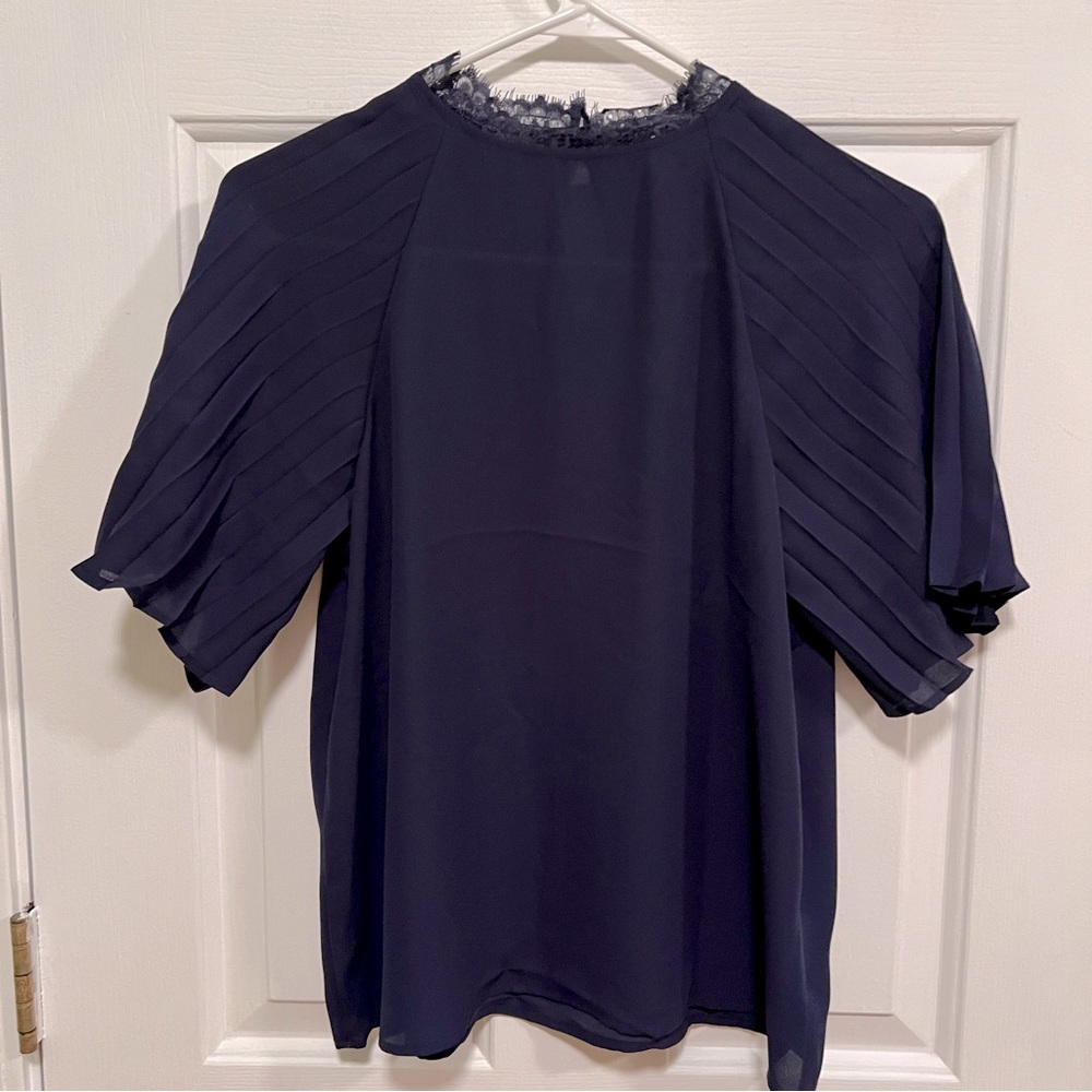 NWT Express Lace Mock Neck Pleated Sleeve Top